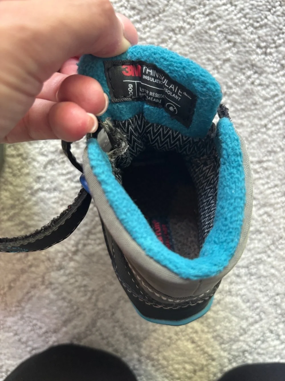 See Kai Run Kids Waterproof Winter Boots in Black with Teal Lining